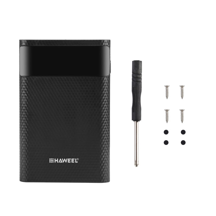 HAWEEL DIY 4x 18650 Batteria (Non Inclusa) Caricatore QC a doppia via da 12000mAh Power Bank Shell Box con 2x Uscite e Display USB, Supporto QC 2.0 / QC 3.0 / FCP / SFCP / AFC / MTK / BC 1.2 / PD, DIY 4x 18650 Batteries 12000mAh