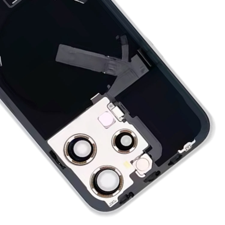 Per iPhone 15 Pro Cover posteriore in vetro per batteria con supporto flash + modulo di ricarica wireless, For iPhone 15 Pro