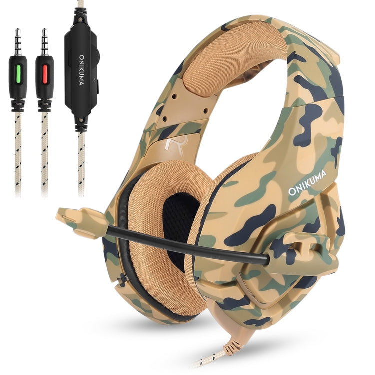 ONIKUMA K1-B Cuffie da gioco mimetiche con cancellazione del rumore e bassi profondi con microfono