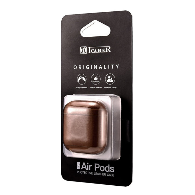 ICARER Custodia protettiva per scatola di ricarica per auricolari wireless anti-smarrimento in pelle di vacchetta per Apple AirPods 1/2, con chiusura, with Clasp Brown, with Clasp Black), with Clasp Khaki, with Clasp Red