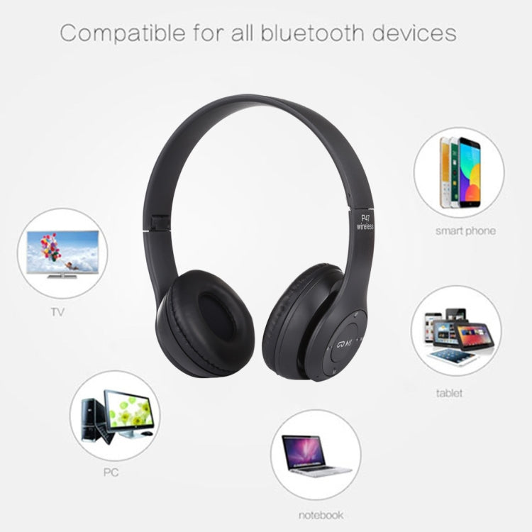 Cuffie Bluetooth wireless pieghevoli P47 con jack audio da 3,5 mm, supporto MP3 / FM / chiamata, P47 Black, P47 Blue, P47 Red, P47 White, P47 Green