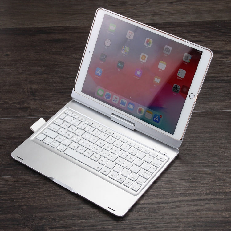F102AS Per iPad 10.2 pollici Custodia tablet in pelle girevole colorata retroilluminata con tastiera Bluetooth con funzione slot per penna