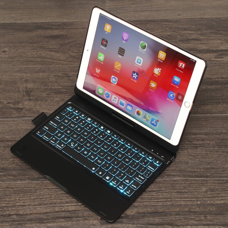 F102AS Per iPad 10.2 pollici Custodia tablet in pelle girevole colorata retroilluminata con tastiera Bluetooth con funzione slot per penna