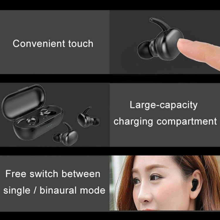 TWS-4 IPX5 Impermeabile Bluetooth 5.0 Touch Auricolare Bluetooth wireless con scatola di ricarica, supporto chiamate HD e istruzioni vocali, TWS-4