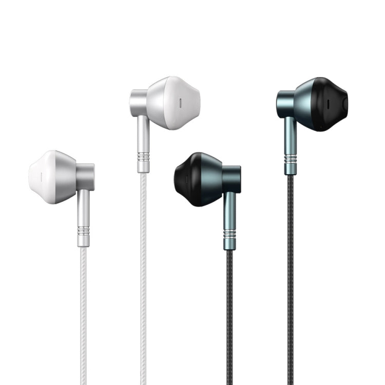 REMAX RM-201 Auricolare stereo in-ear per musica in metallo con controllo via cavo + microfono, supporto vivavoce