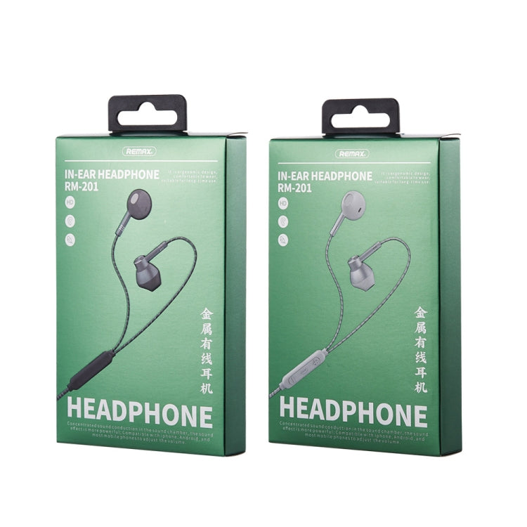 REMAX RM-201 Auricolare stereo in-ear per musica in metallo con controllo via cavo + microfono, supporto vivavoce