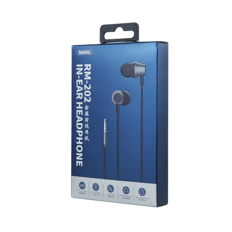 REMAX RM-202 Auricolare stereo in-ear per musica in metallo con controllo via cavo + microfono, supporto vivavoce