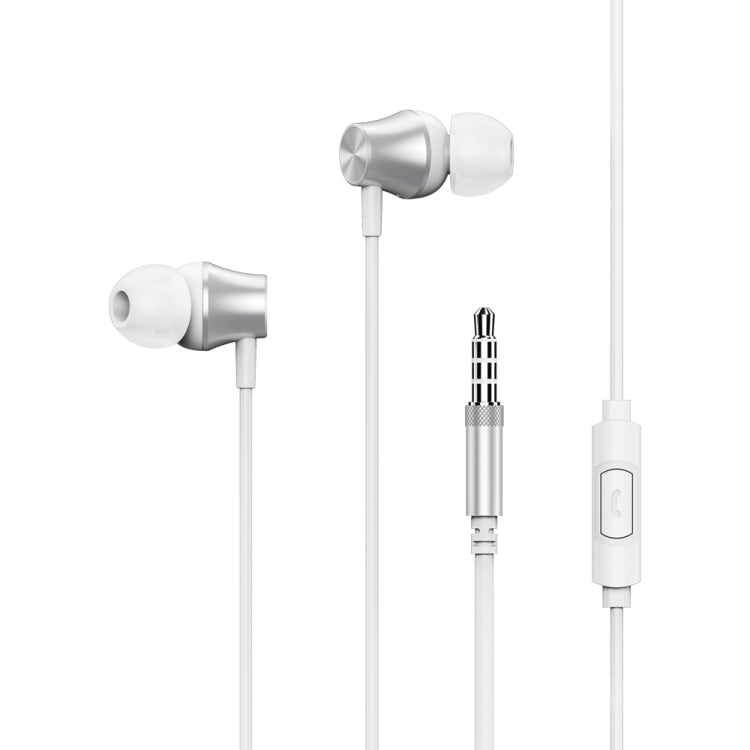 REMAX RM-202 Auricolare stereo in-ear per musica in metallo con controllo via cavo + microfono, supporto vivavoce