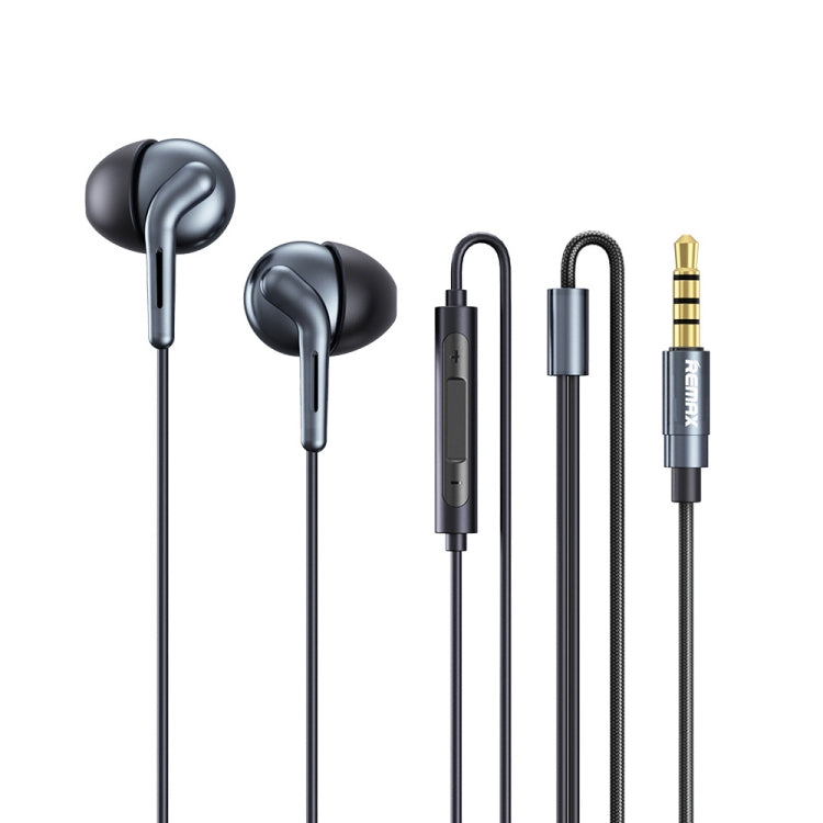 REMAX RM-595 Auricolare musicale in metallo stereo a doppia azione con perno dorato da 3,5 mm con controllo via cavo + microfono, supporto vivavoce