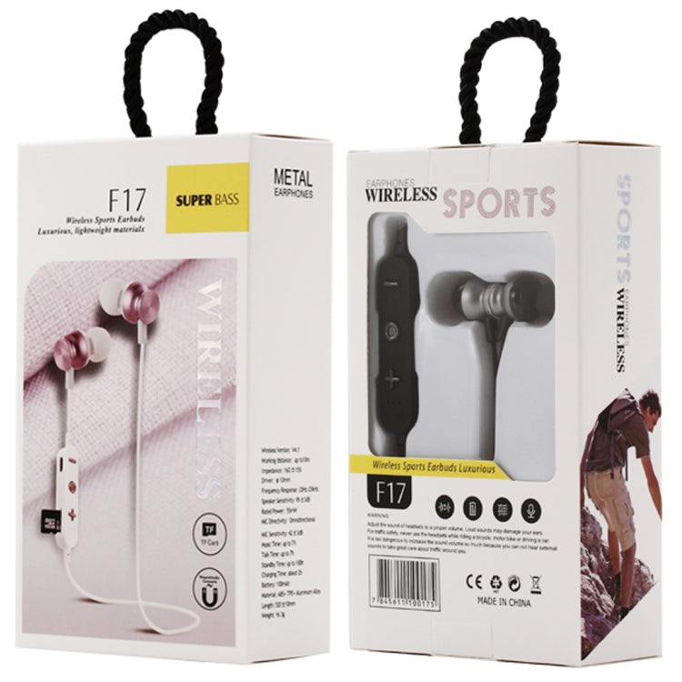 Auricolare Bluetooth F17 Bluetooth 4.2 con design a collo appeso, supporto per riproduzione musicale, commutazione, controllo volume e risposta