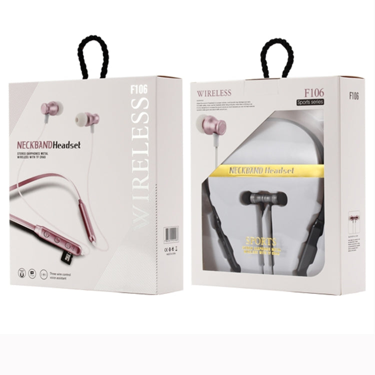 Auricolare Bluetooth F106 Bluetooth 4.2 con design a collo appeso, supporto per riproduzione musicale, commutazione, controllo volume e risposta