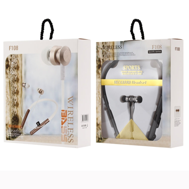 Auricolare Bluetooth F108 Bluetooth 4.2 con design a collo appeso, supporto per riproduzione musicale, commutazione, controllo volume e risposta