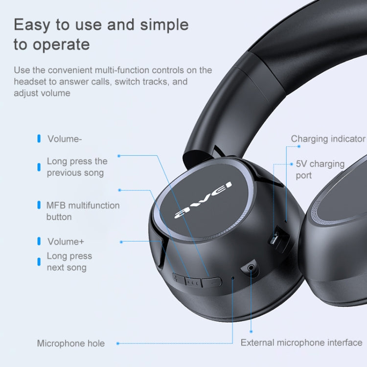 Auricolare Bluetooth wireless stereo AWEI A770BL Bluetooth 5.0