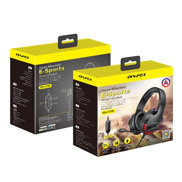 AWEI ES-770i Cuffie da gioco e-sport regolabili con microfono