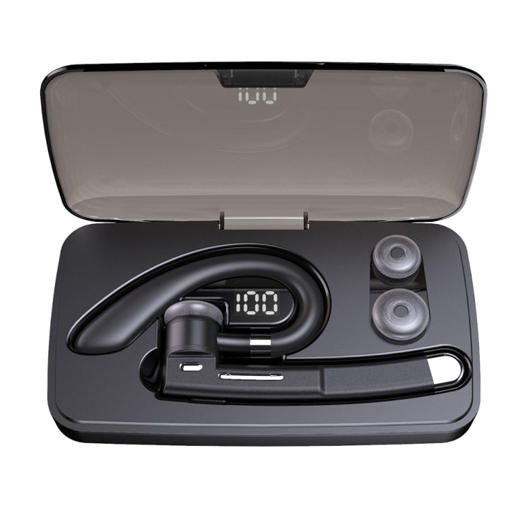 YYK-520 Auricolare Bluetooth aziendale girevole singolo con sospensione all'orecchio con scatola di ricarica e display digitale, chiamata di supporto e ricomposizione dell'ultima chiamata, YYK-520 with Charging Box