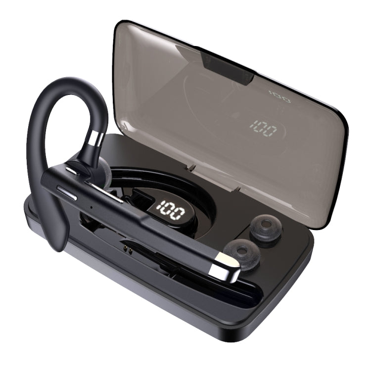 YYK-520 Auricolare Bluetooth aziendale girevole singolo con sospensione all'orecchio con scatola di ricarica e display digitale, chiamata di supporto e ricomposizione dell'ultima chiamata, YYK-520 with Charging Box