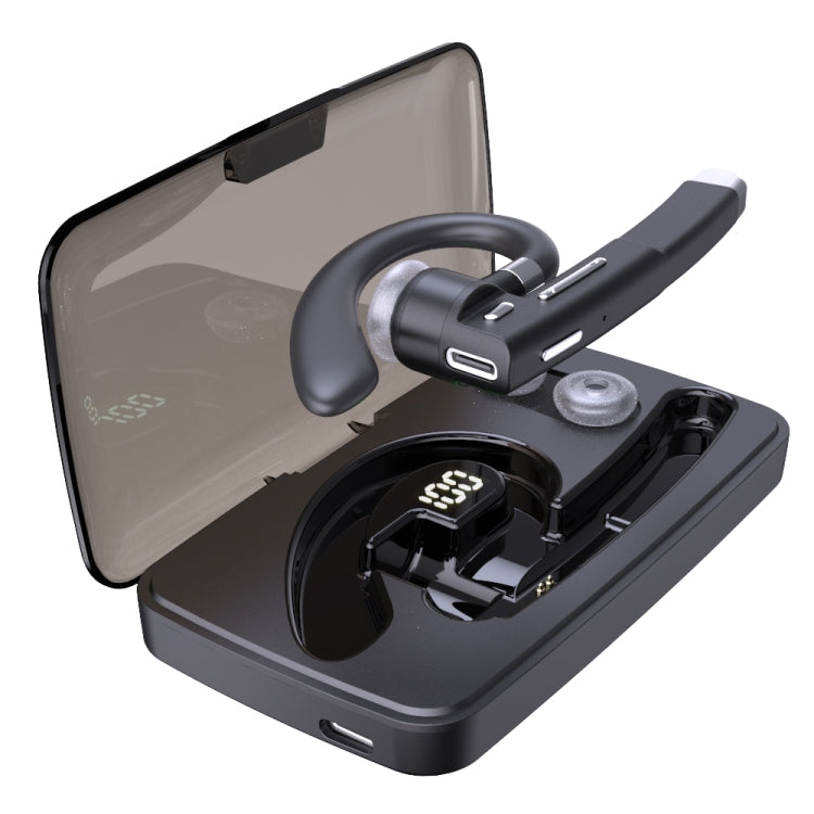YYK-520 Auricolare Bluetooth aziendale girevole singolo con sospensione all'orecchio con scatola di ricarica e display digitale, chiamata di supporto e ricomposizione dell'ultima chiamata, YYK-520 with Charging Box
