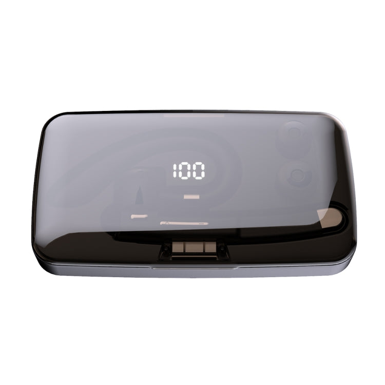 YYK-520 Auricolare Bluetooth aziendale girevole singolo con sospensione all'orecchio con scatola di ricarica e display digitale, chiamata di supporto e ricomposizione dell'ultima chiamata, YYK-520 with Charging Box