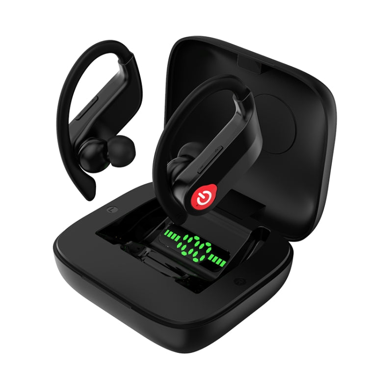 Auricolare Bluetooth sportivo wireless Q83 montato sull'orecchio con scatola di ricarica, supporta display di alimentazione LED a tre schermi e Power Bank, Q83