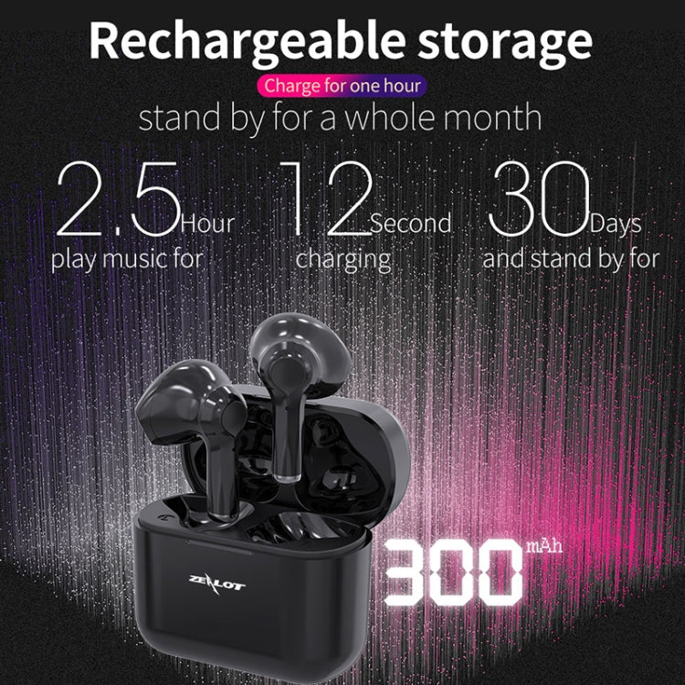ZEALOT T3 Bluetooth 5.0 TWS Auricolare Bluetooth wireless con scatola di ricarica, supporto touch, chiamate e display di alimentazione