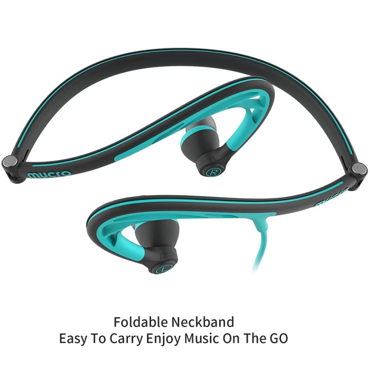 Mucro ML233 Cuffie sportive da corsa cablate pieghevoli Auricolari stereo in-ear con archetto da collo notturno, Lunghezza cavo: 1,2 m, ML233 (Blue)