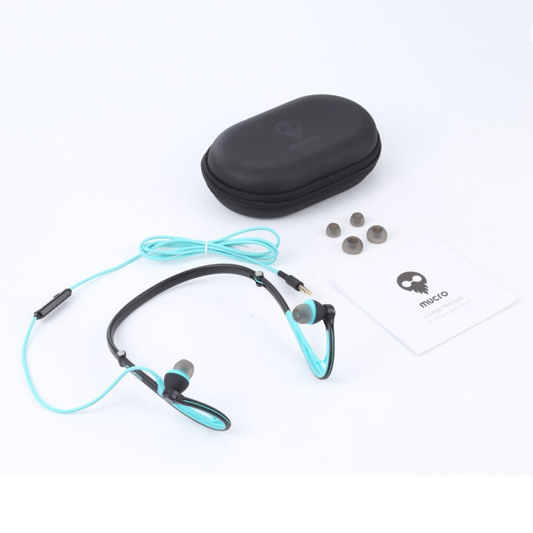 Mucro ML233 Cuffie sportive da corsa cablate pieghevoli Auricolari stereo in-ear con archetto da collo notturno, Lunghezza cavo: 1,2 m, ML233 (Blue)