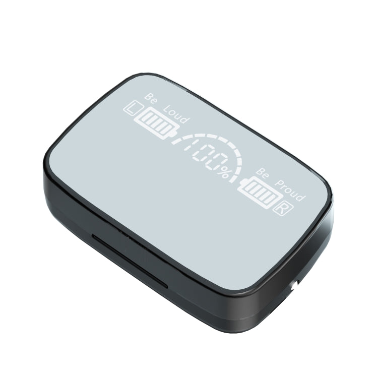 M9 Bluetooth 5.1 TWS Mirror Display digitale Auricolare Bluetooth wireless con scatola di ricarica Torcia, supporto Touch, Siri e display batteria, M9 (Black)