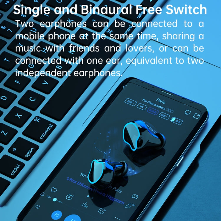 M9 Bluetooth 5.1 TWS Mirror Display digitale Auricolare Bluetooth wireless con scatola di ricarica Torcia, supporto Touch, Siri e display batteria, M9 (Black)