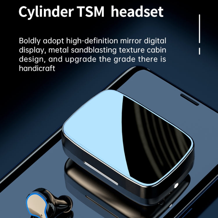 M9 Bluetooth 5.1 TWS Mirror Display digitale Auricolare Bluetooth wireless con scatola di ricarica Torcia, supporto Touch, Siri e display batteria, M9 (Black)