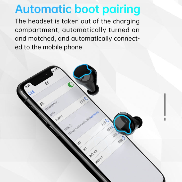 M9 Bluetooth 5.1 TWS Mirror Display digitale Auricolare Bluetooth wireless con scatola di ricarica Torcia, supporto Touch, Siri e display batteria, M9 (Black)