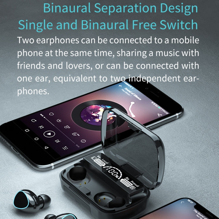 Auricolare Bluetooth wireless M10 Bluetooth 5.1 TWS con display digitale con scatola di ricarica, supporto Touch, Siri e display batteria, M10 Black, M10 Green