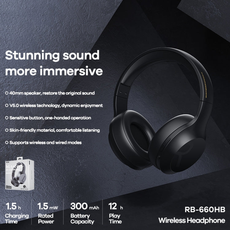 REMAX RB-660HB Auricolare Bluetooth wireless multifunzionale con cavo audio da 3,5 mm