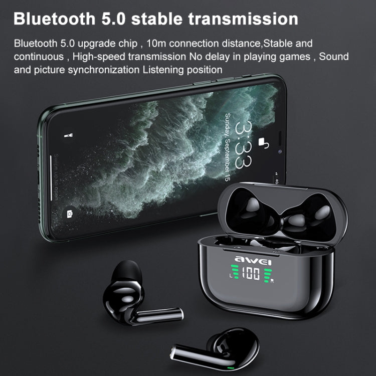 awei T29P Bluetooth V5.0 LED Display digitale Ture Wireless Sports IPX4 Auricolare TWS impermeabile con custodia di ricarica