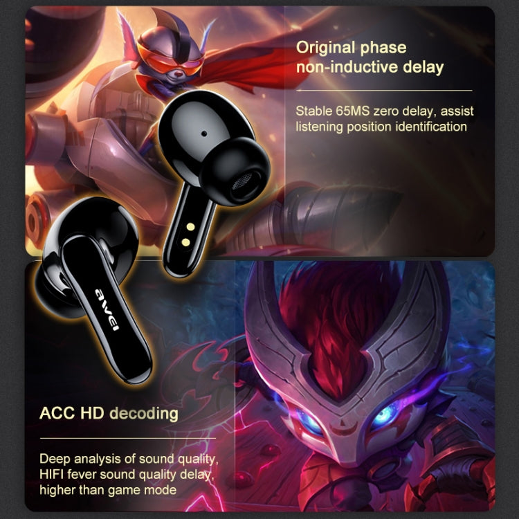 awei T35 Bluetooth V5.0 Ture Gioco sportivo wireless Auricolare TWS impermeabile Dual Mode IPX5 con custodia di ricarica