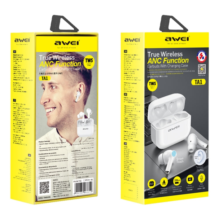 Awei TA1 Bluetooth V5.0 Ture Wireless Sport ANC con cancellazione del rumore IPX4 Cuffie TWS impermeabili con custodia di ricarica