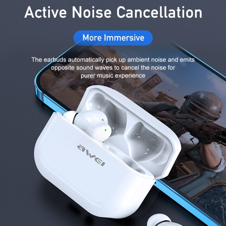 Awei TA1 Bluetooth V5.0 Ture Wireless Sport ANC con cancellazione del rumore IPX4 Cuffie TWS impermeabili con custodia di ricarica