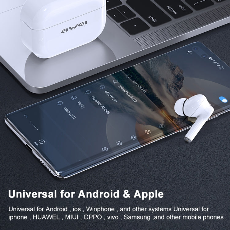 Awei TA1 Bluetooth V5.0 Ture Wireless Sport ANC con cancellazione del rumore IPX4 Cuffie TWS impermeabili con custodia di ricarica