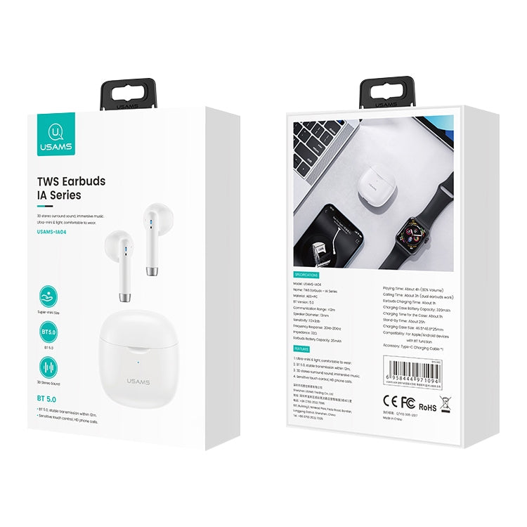 USAMS-IA04 Mini auricolare TWS wireless Bluetooth 5.0 serie Zero Sense con scatola di ricarica