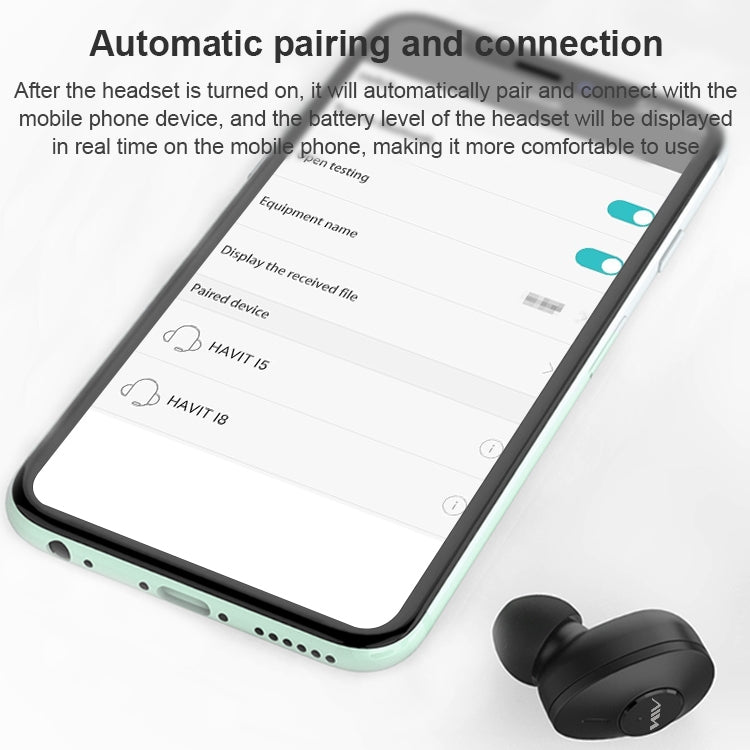 AIN MK-X18S Auricolare Bluetooth wireless singolo per auto USB con scatola di ricarica, supporto chiamate HD, Siri e accoppiamento automatico, MK-X18S