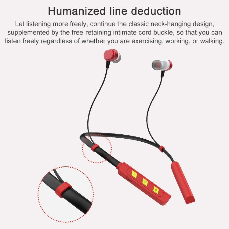 AIN MK-I01 IPX4 Auricolare Bluetooth sportivo con controllo via cavo, impermeabile, montato sul collo, con fibbia per cavo, supporto per chiamate e assistente vocale