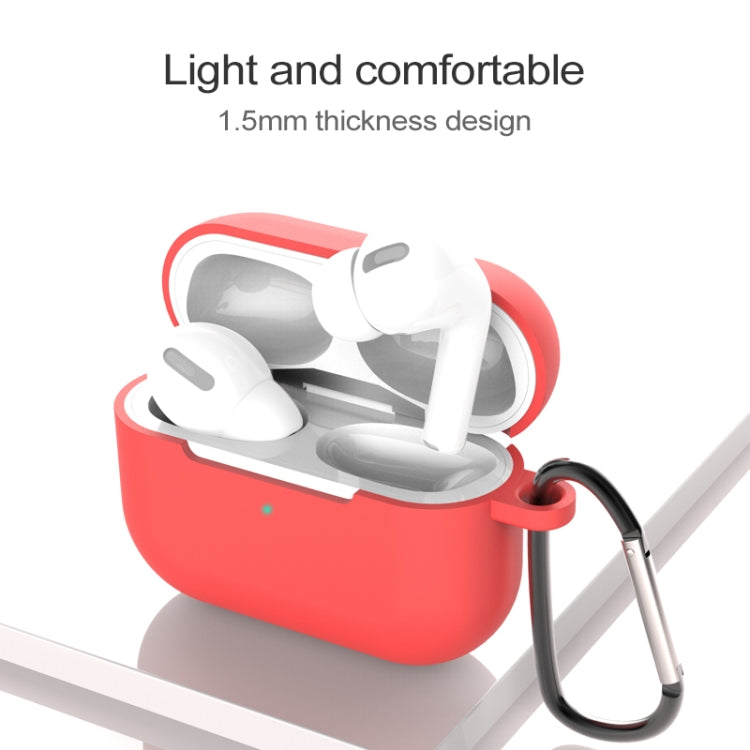 Per AirPods Pro Custodia protettiva per auricolari wireless in silicone con foro per cordino e moschettone, with Lanyard Hole & Carabiner