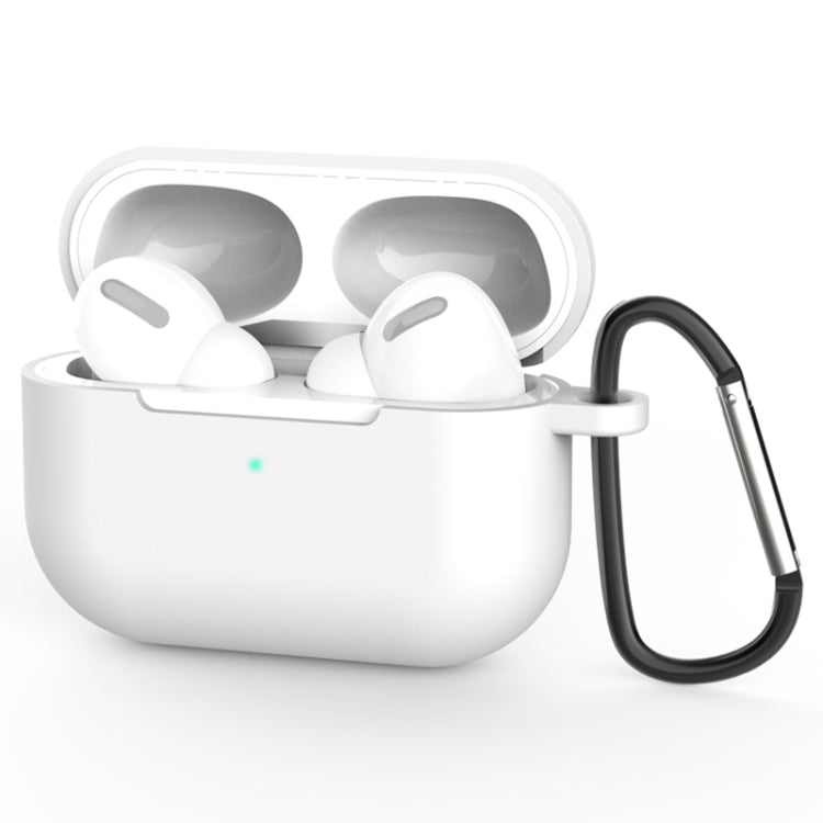 Per AirPods Pro Custodia protettiva per auricolari wireless in silicone con foro per cordino e moschettone, with Lanyard Hole & Carabiner