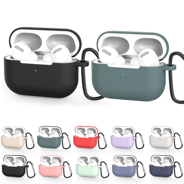 Per AirPods Pro Custodia protettiva per auricolari wireless in silicone con foro per cordino e moschettone, with Lanyard Hole & Carabiner