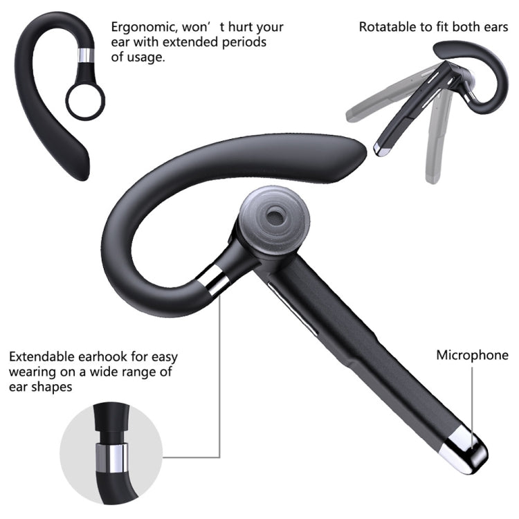 YYK-520 Auricolare Bluetooth wireless con gancio auricolare girevole singolo con cancellazione del rumore, specificazione: versione semplificata, YYK-520