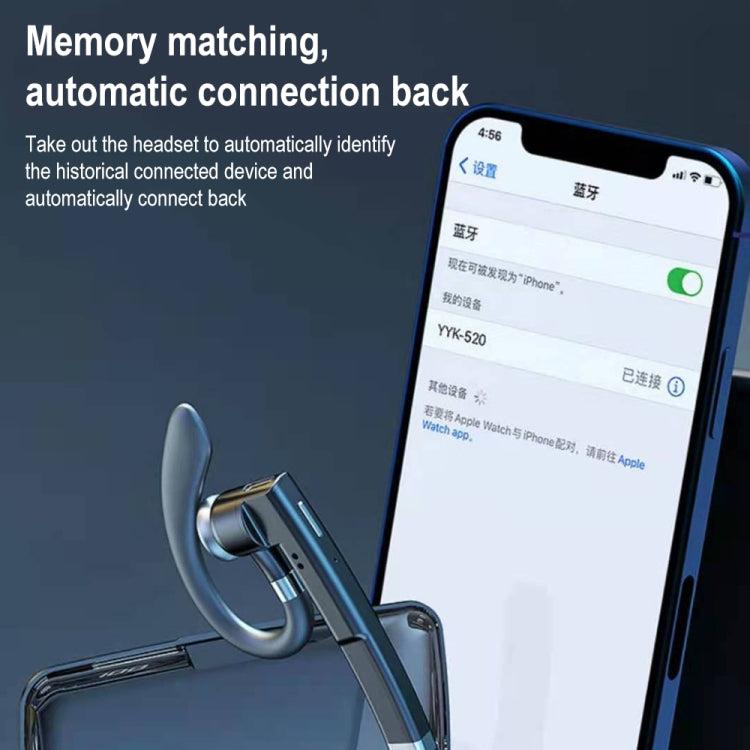YYK-520 Auricolare Bluetooth wireless con gancio auricolare girevole singolo con cancellazione del rumore, specificazione: versione semplificata, YYK-520