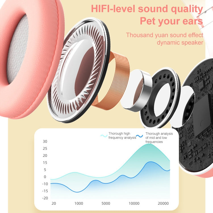 Auricolare Bluetooth wireless con luce sfumata a LED B39 Cat Ear Design