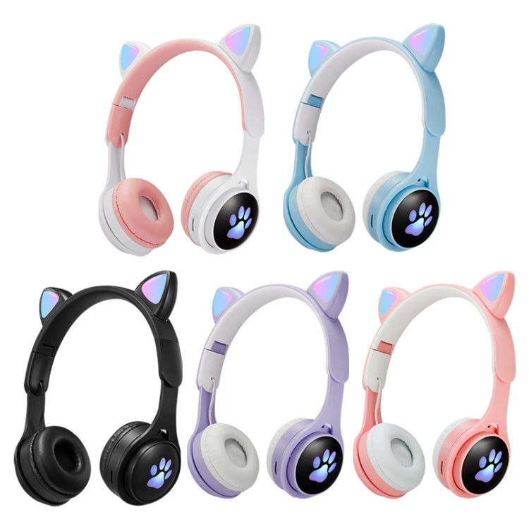 B30 Cat Paw Cat Ears Auricolare Bluetooth pieghevole luminoso colorato con jack da 3,5 mm e slot per schede TF