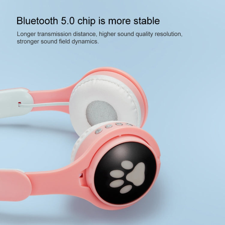 B30 Cat Paw Cat Ears Auricolare Bluetooth pieghevole luminoso colorato con jack da 3,5 mm e slot per schede TF