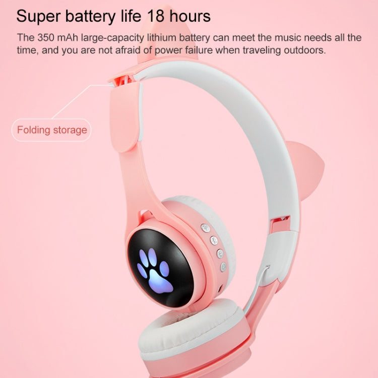 B30 Cat Paw Cat Ears Auricolare Bluetooth pieghevole luminoso colorato con jack da 3,5 mm e slot per schede TF