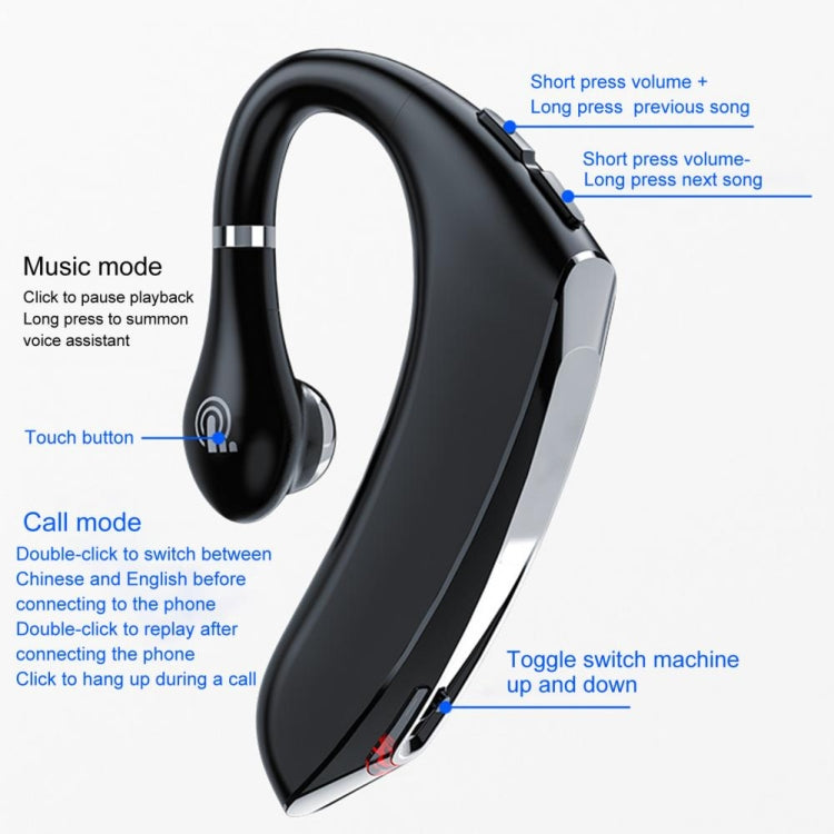 DS800 Bluetooth 5.0 Auricolare Bluetooth wireless sportivo universale stile orecchio sospeso, versione di aggiornamento, Upgrade Version (Black), Upgrade Version (Red)